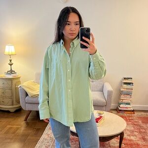 Green Striped Button Down Izod SZ XL